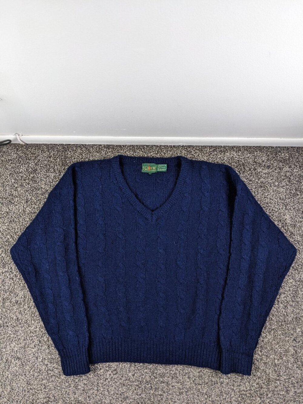 Vintage J Crew Sweater Oarsman Shetland Wool Cable Knit Fisherman Mens Large